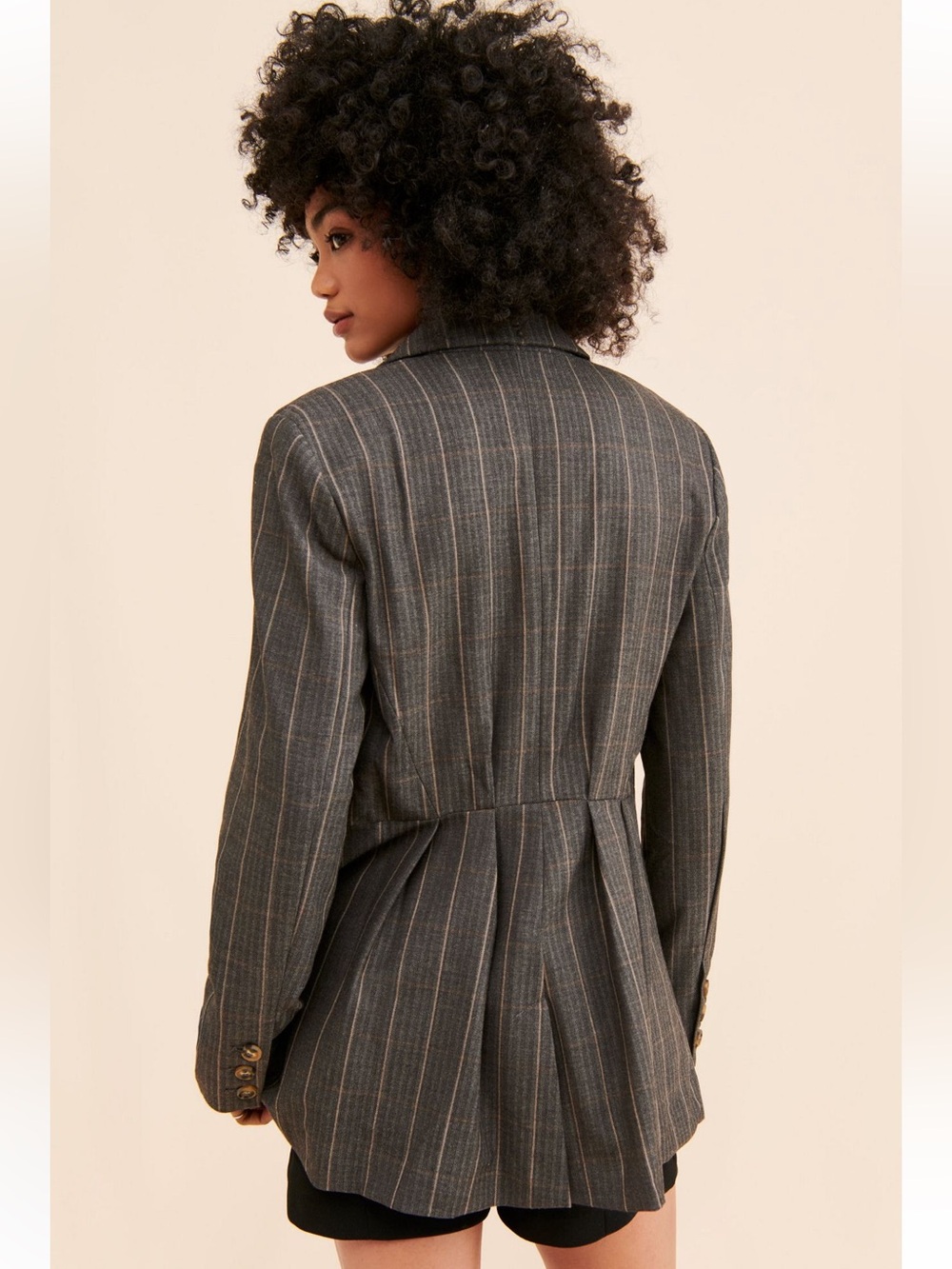 Free People Charlotte Grey Pinstripe Oversize Blazer Size S - Picture 2 of 4